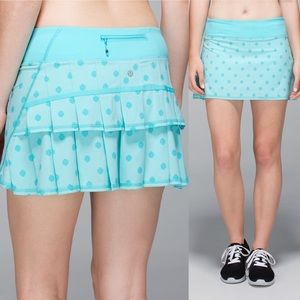 Lululemon Run: Pace Setter Skirt (Tall) Stripe Dot Printed Angel Blue, Size 4